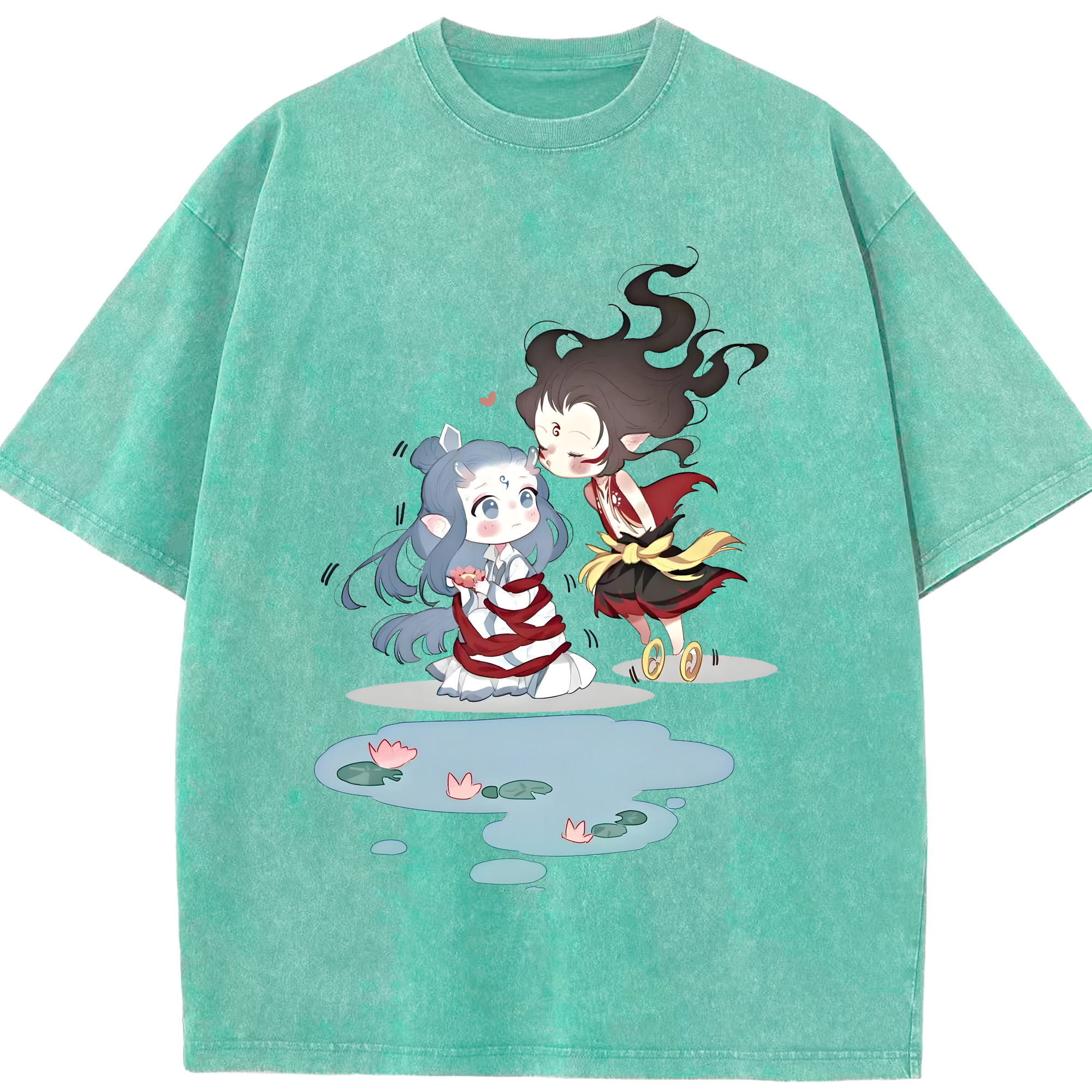（画像用） Ne Zha 2 ナタ 魔童の大暴れ 綿100% ヴィンテージ風 半袖Tシャツ（フロントプリント）